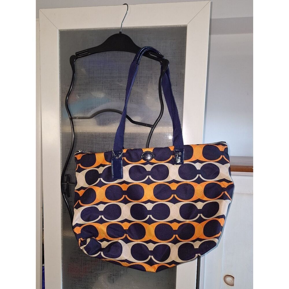 Coach Multicolor Logo Nylon Tote Bag
